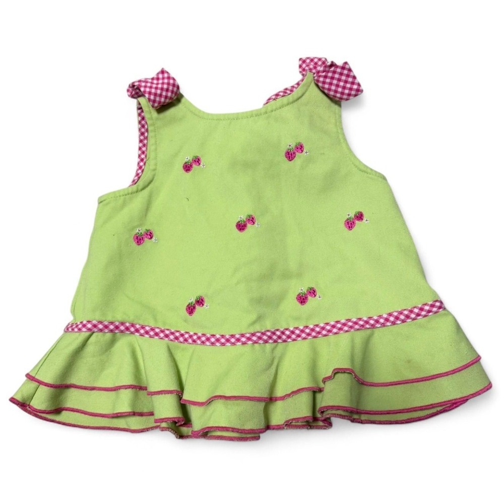 Y2K Strawberry gingham baby girl dress